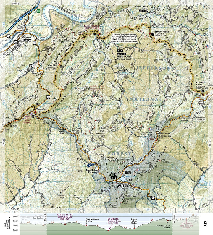 Carte de randonnée de l'Appalachian Trail - Bailey Gap to Calf Mountain (Virginie) - n° 1504 | National Geographic carte pliée National Geographic 