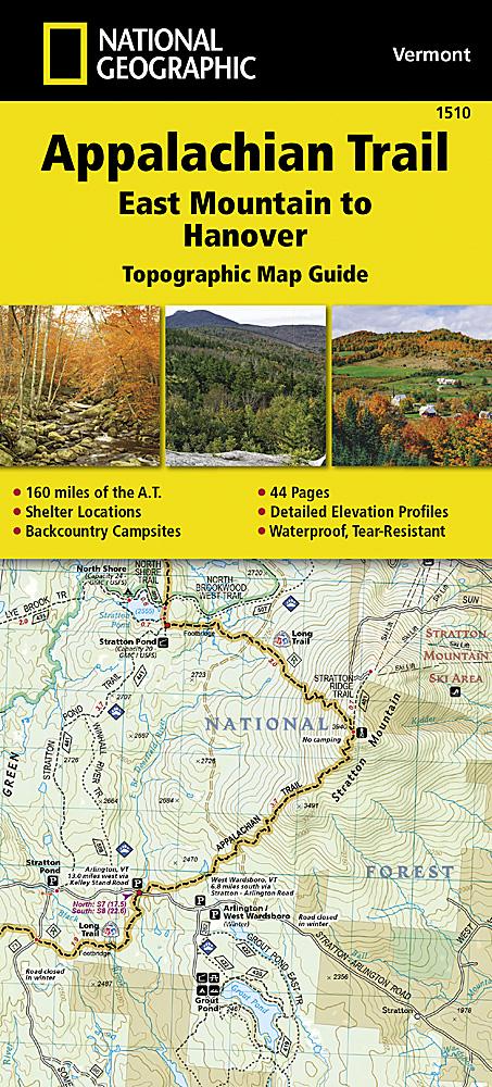 Carte de randonnée de l'Appalachian Trail - East Mountain to Hanover (Vermont) - n° 1510 | National Geographic carte pliée National Geographic 