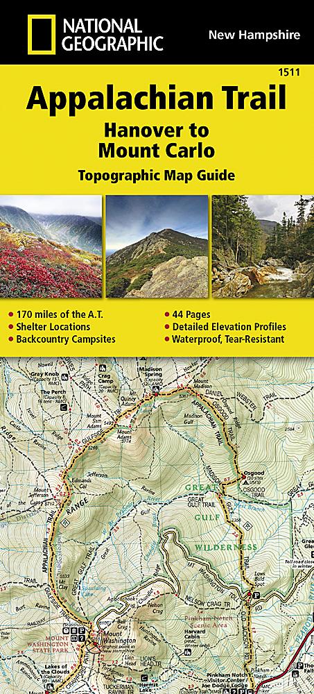 Carte de randonnée de l'Appalachian Trail - Hanover to Mount Carlo (New Hampshire) - n° 1511 | National Geographic carte pliée National Geographic 