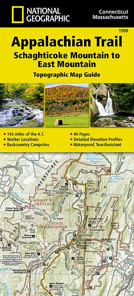 Carte de randonnée de l'Appalachian Trail - Schaghticoke Mountain to East Mountain (Connecticut, Massachusetts) - n° 1509 | National Geographic carte pliée National Geographic 