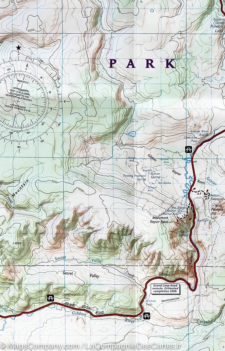 Carte de randonnée de Mammoth Hot Springs(Parc National de Yellowstone, USA) | National Geographic - La Compagnie des Cartes