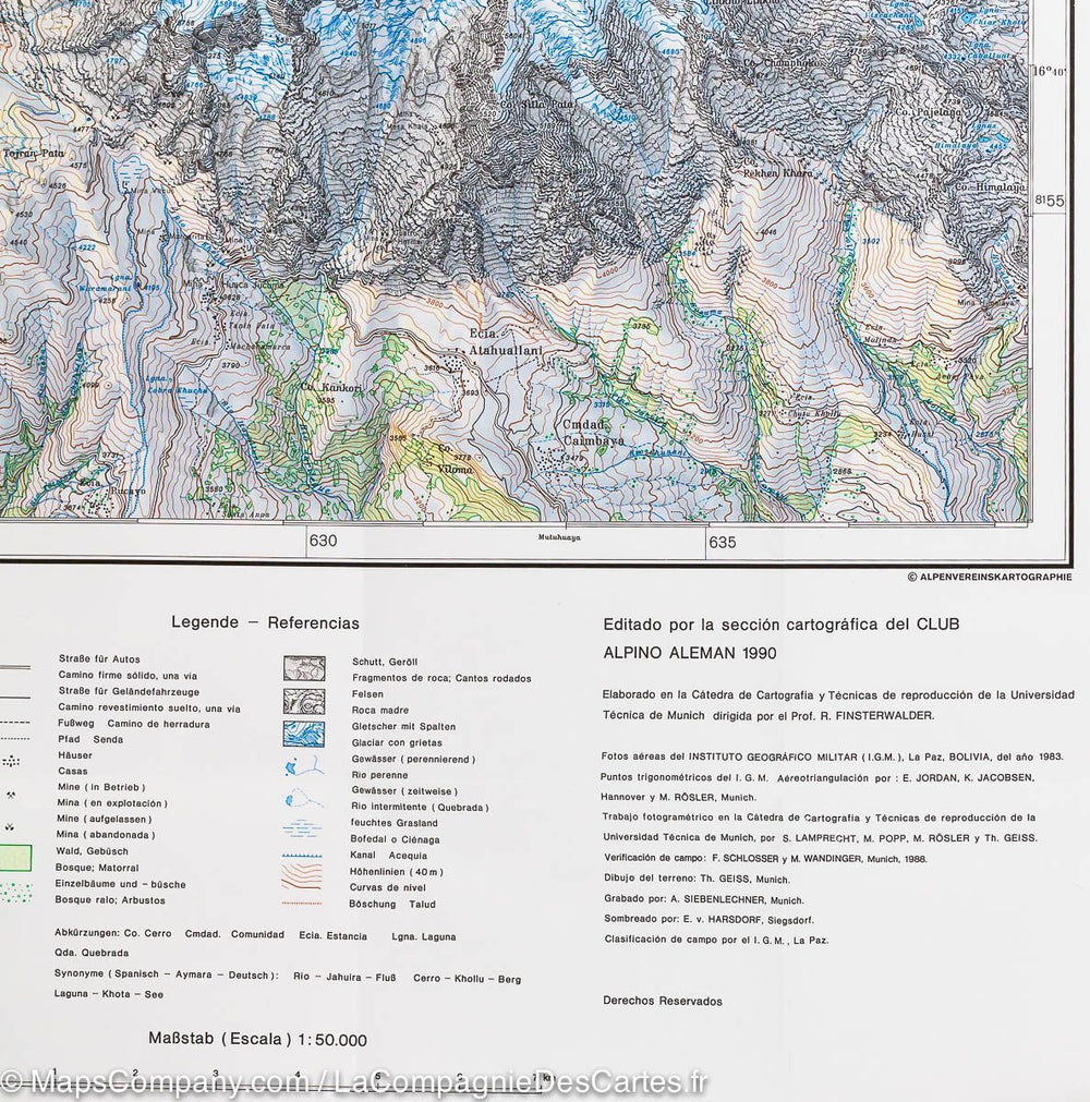 Carte de randonnée du Mont Illimani, sud de la Cordillère Royale (Bolivie) - La Compagnie des Cartes