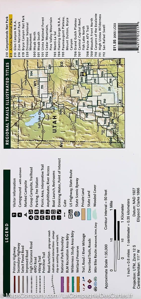 Carte de randonnée du Parc National Arches (Utah) | National Geographic - La Compagnie des Cartes