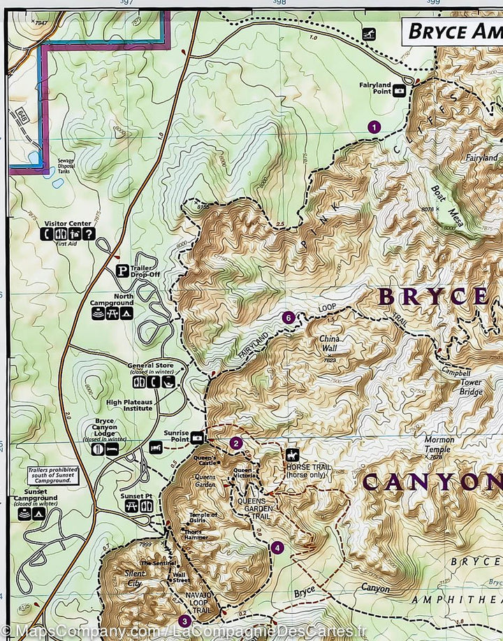 Carte de randonnée du Parc National de Bryce Canyon (Utah) | National Geographic - La Compagnie des Cartes