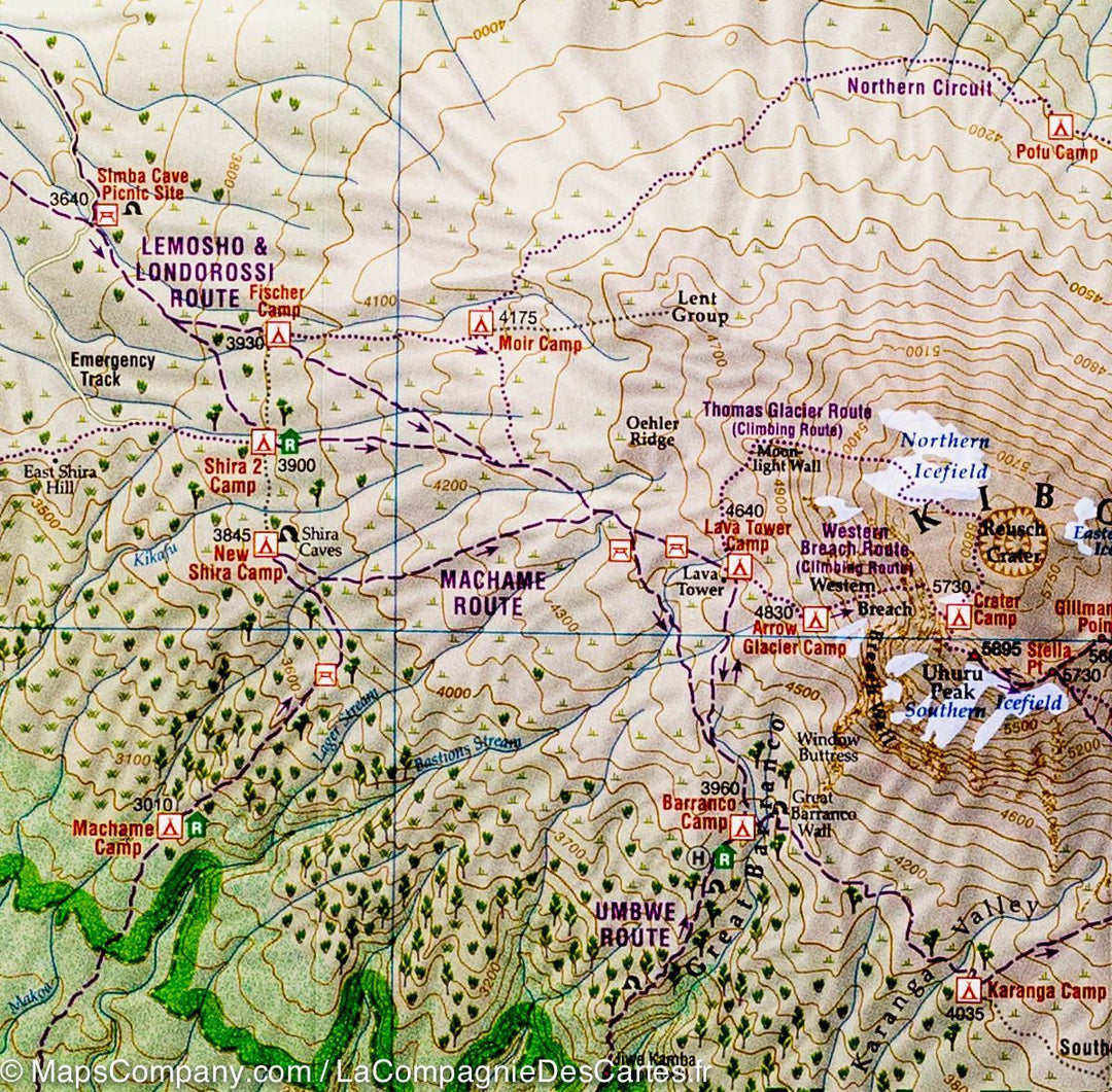 Carte de randonnée du Parc National Kilimanjaro (Kenya, Tanzanie) | Harms Verlag - La Compagnie des Cartes