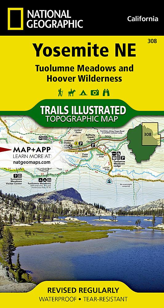Carte de randonnée du Parc National Yosemite (nord-est) | National Geographic carte pliée National Geographic 