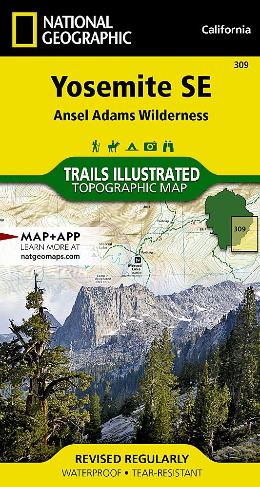Carte de randonnée du Parc National Yosemite (sud-est) | National Geographic carte pliée National Geographic 