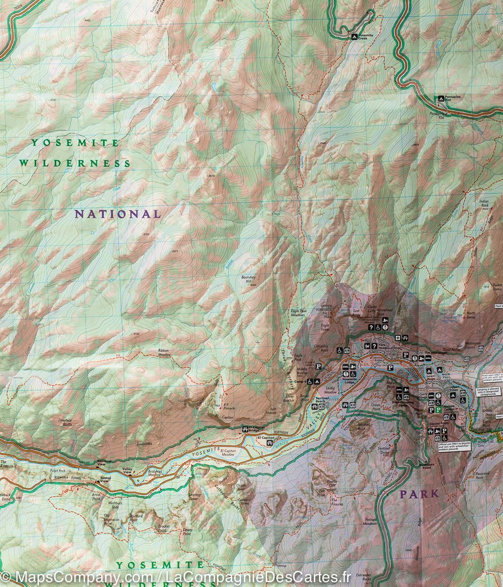 Carte de randonnée du Parc National Yosemite (sud-ouest) | National Geographic carte pliée National Geographic 