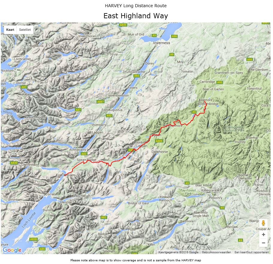 Carte de randonnée - East Highland Way XT40 | Harvey Maps - National Trail maps carte pliée Harvey Maps 
