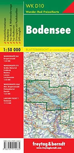 Carte de randonnée et cycliste - Lac de Constance (Allemagne, Suisse, Autriche), n° WKD10 | Freytag & Berndt carte pliée Freytag & Berndt 