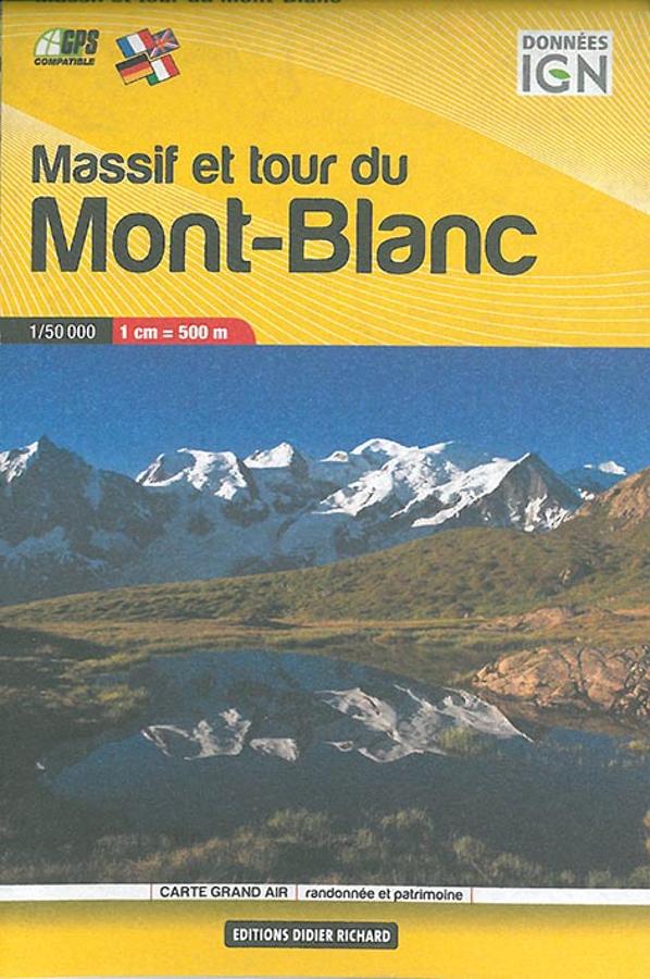 Carte de randonnée et de tourisme (format poche) - Massif et tour du Mont-Blanc Massif | Didier Richard carte pliée Didier Richard 