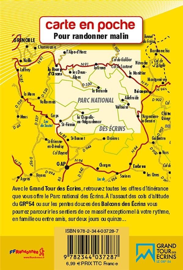 Carte de randonnée et de tourisme (format poche) - Tour des Ecrins GR54 | Didier Richard carte pliée Didier Richard 