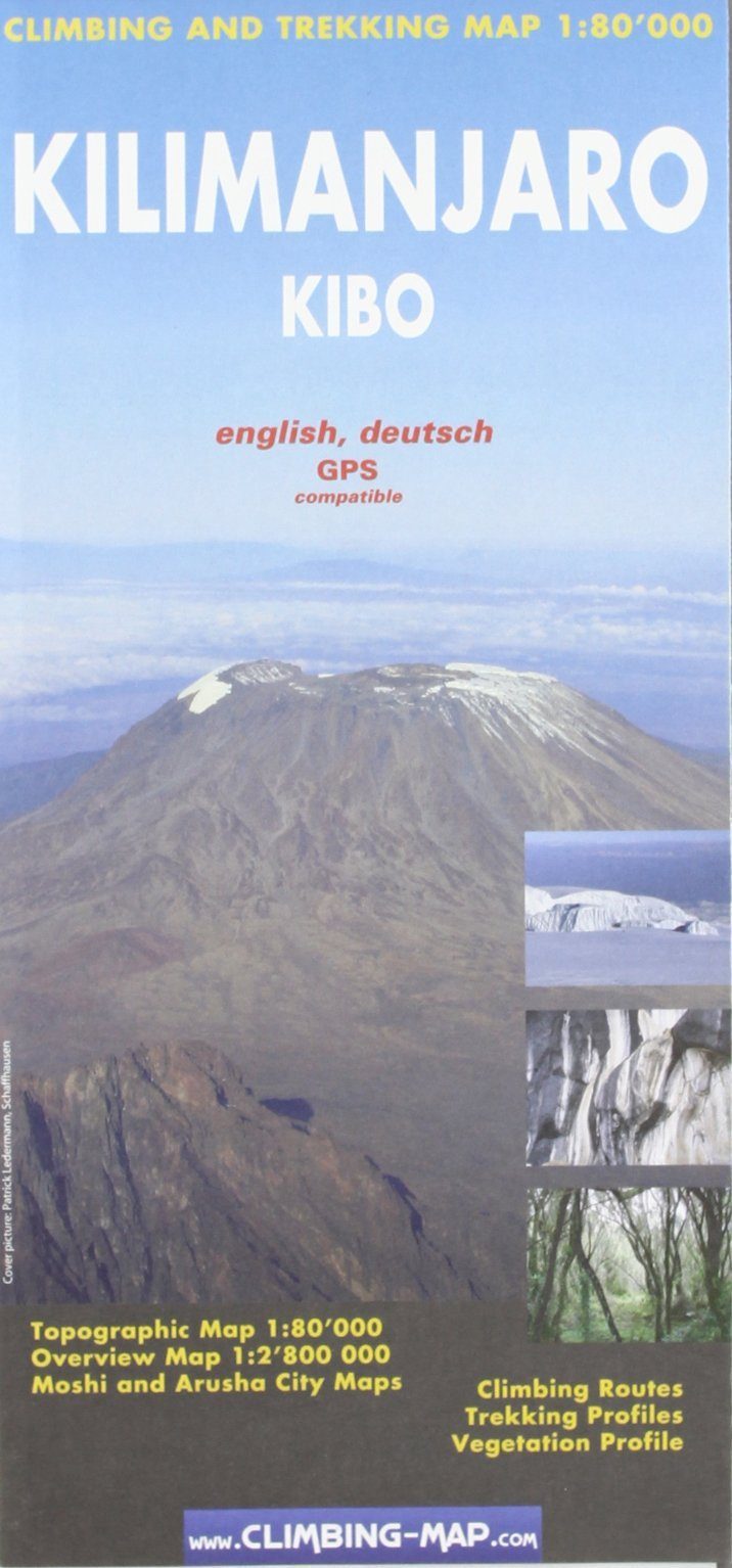 Carte de randonnée et d'escalade- Kilimanjaro + Moshi & Arusha city | Climbing Map carte pliée Climbing Map 