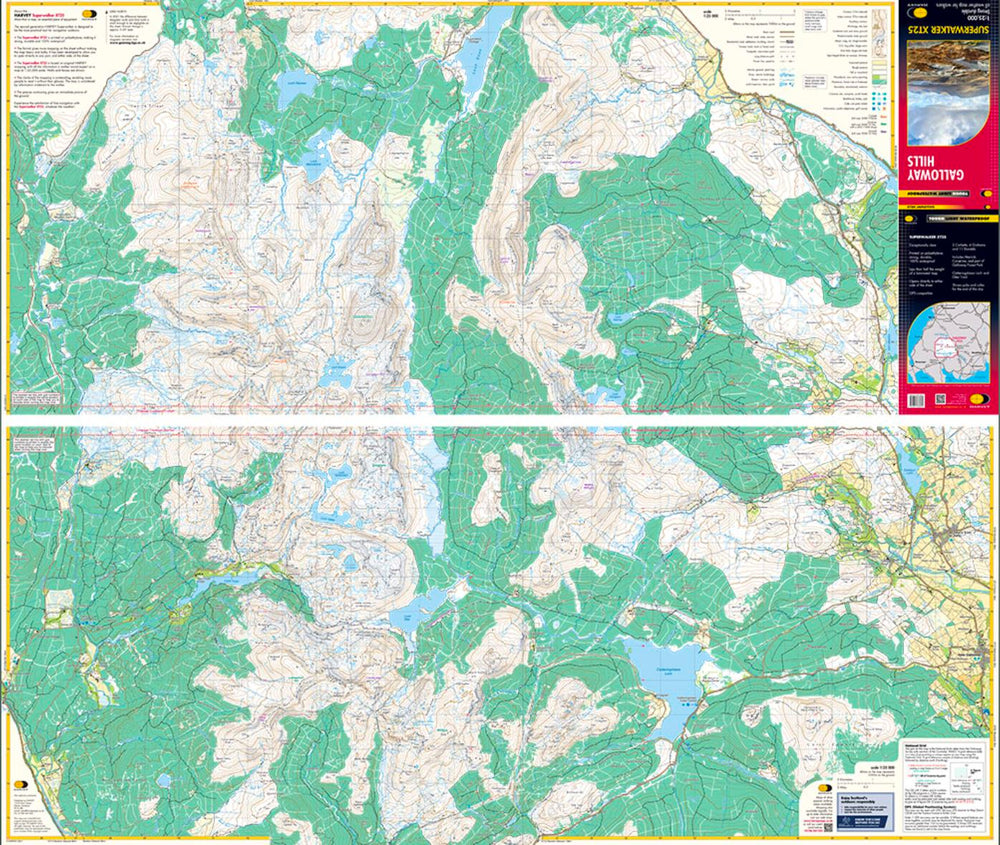Carte de randonnée - Galloway Hills XT25 | Harvey Maps - Superwalker maps carte pliée Harvey Maps 