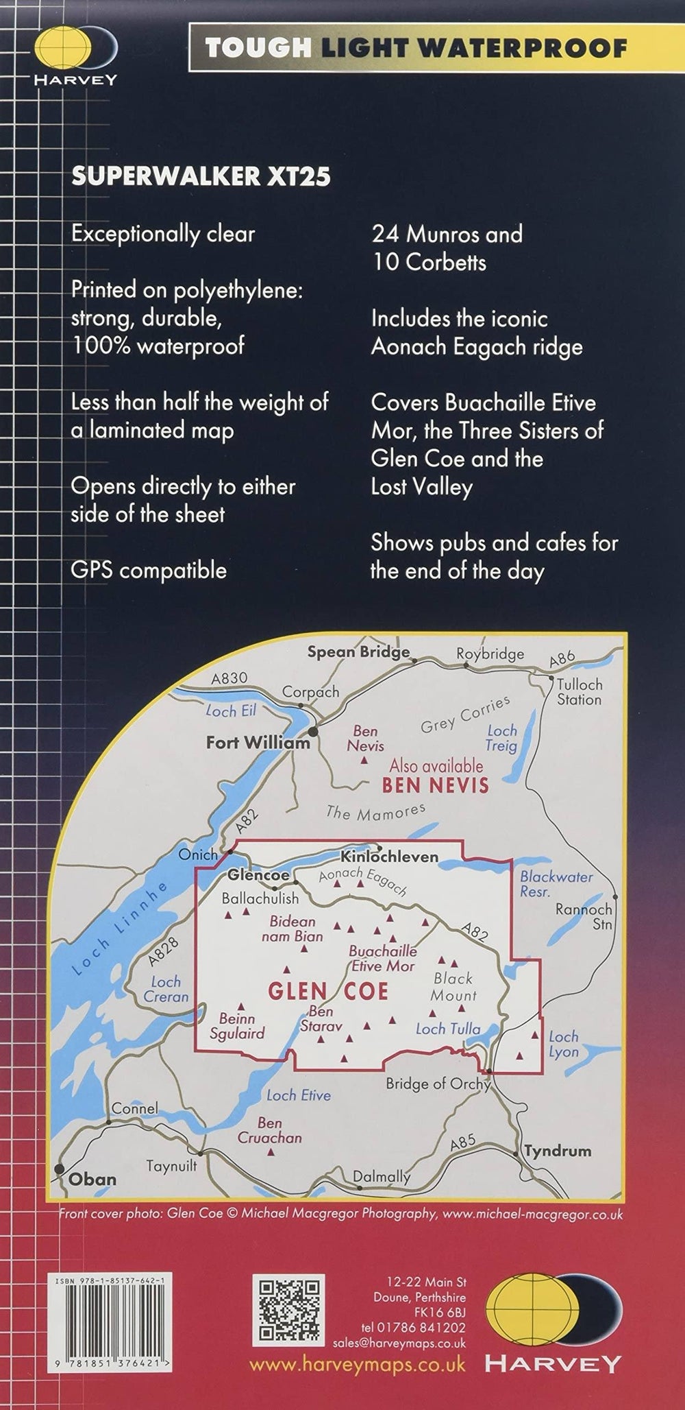 Carte de randonnée - Glen Coe, Glen Etive & Black Mount XT25 | Harvey Maps - Superwalker maps carte pliée Harvey Maps 