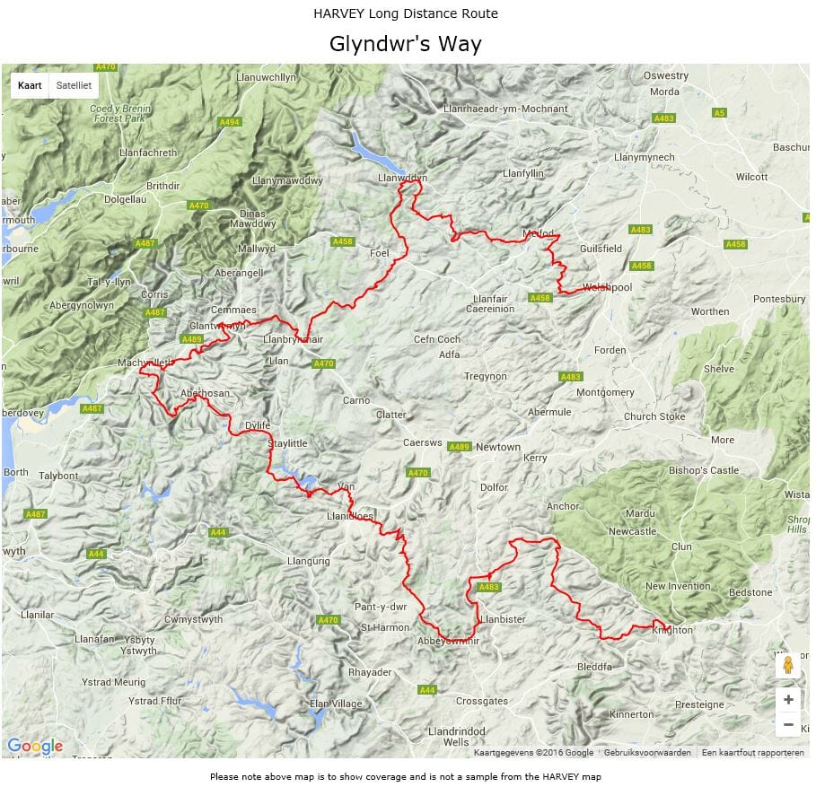 Carte de randonnée - Glyndwr's Way XT40 | Harvey Maps - National Trail maps carte pliée Harvey Maps 
