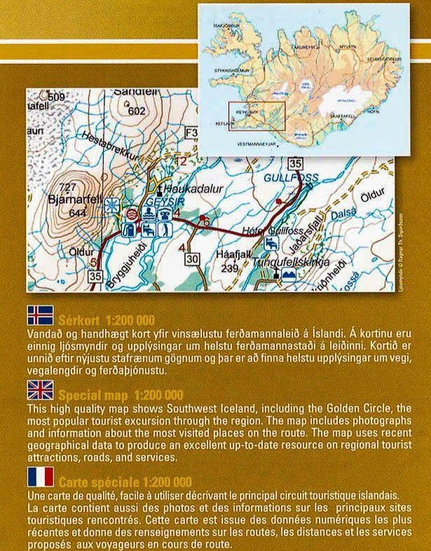 Carte de randonnée du Golden Circle (sud de l'Islande) | Ferdakort - La Compagnie des Cartes
