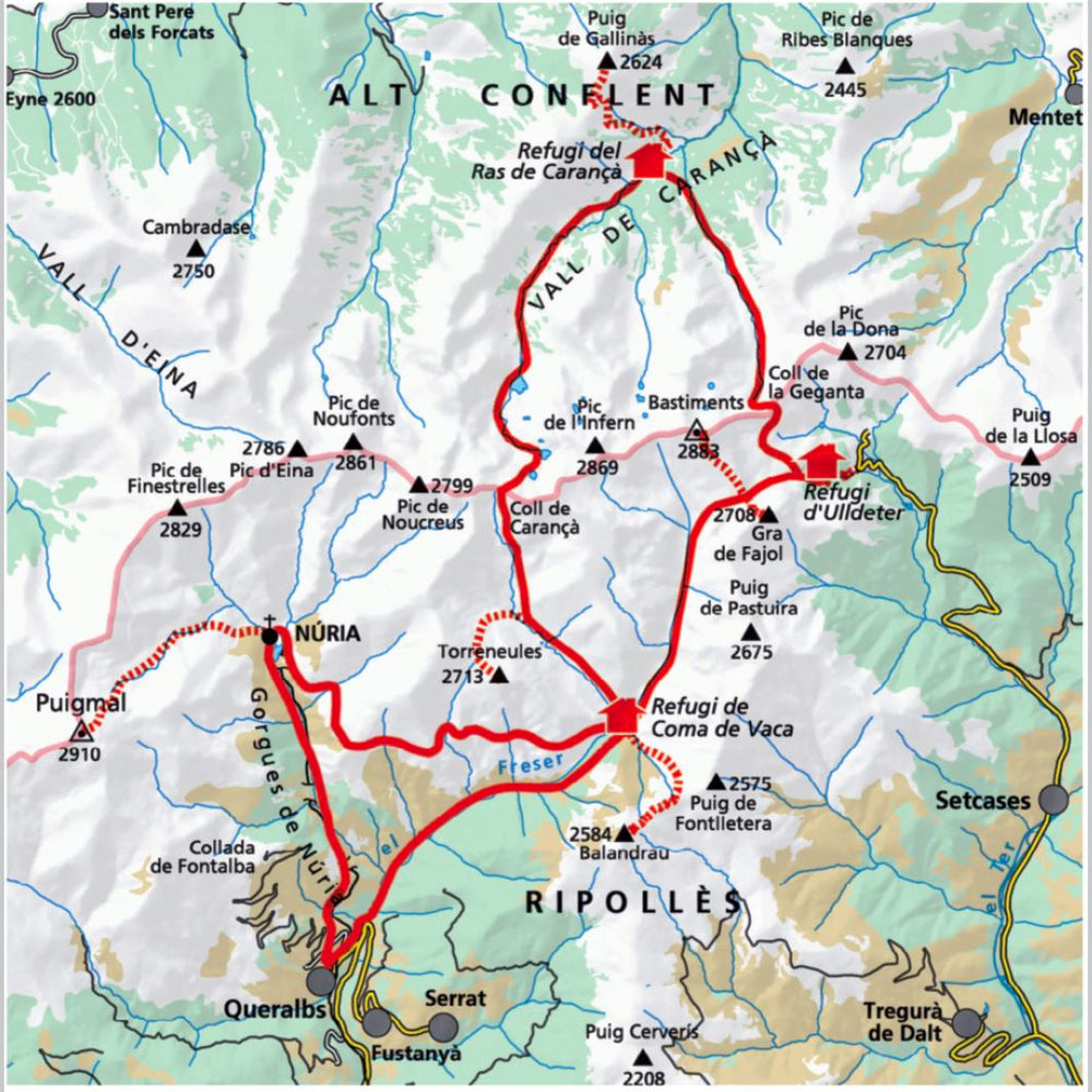 Carte de randonnée & guide - Traversée des trois refuges, Carança-Ulldeter-Coma de Vaca (Pyrénées catalanes) | Alpina carte pliée Editorial Alpina 