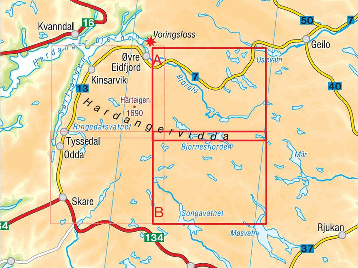 Carte de randonnée - Hardangervidda est (Norvège), n° 113 | PhoneMaps carte pliée PhoneMaps 