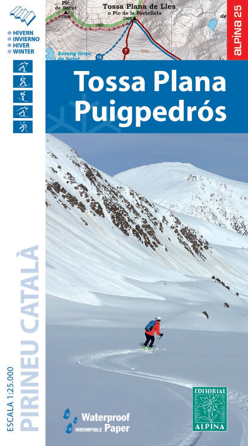 Carte de randonnée hivernale - Tossa Plana, Puigpedros (Pyrénées Catalanes) | Alpina carte pliée Editorial Alpina 