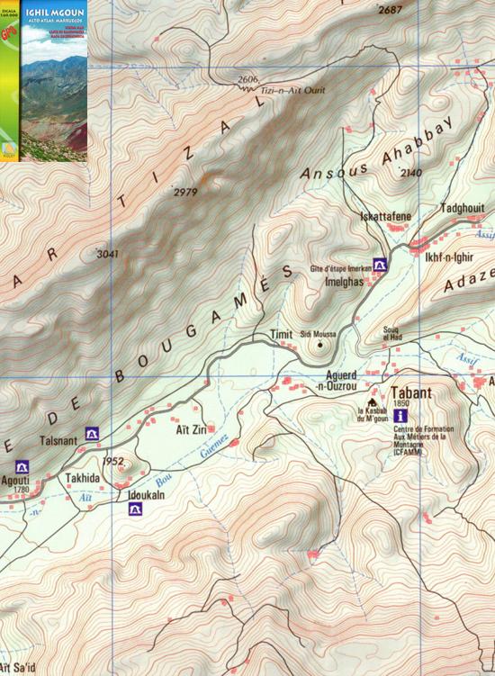 Carte de randonnée - Ighil Mgoun, Haut Atlas Marocain | Piolet carte pliée Editorial Piolet 