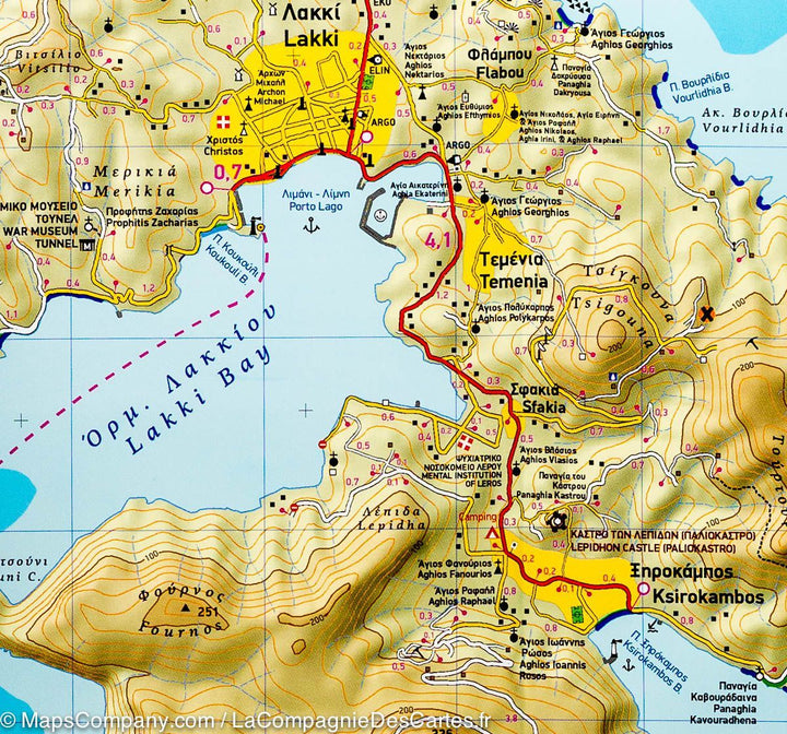 Carte de randonnée - Ile de Leros (Grèce) | Terrain Cartography carte pliée Terrain Cartography 