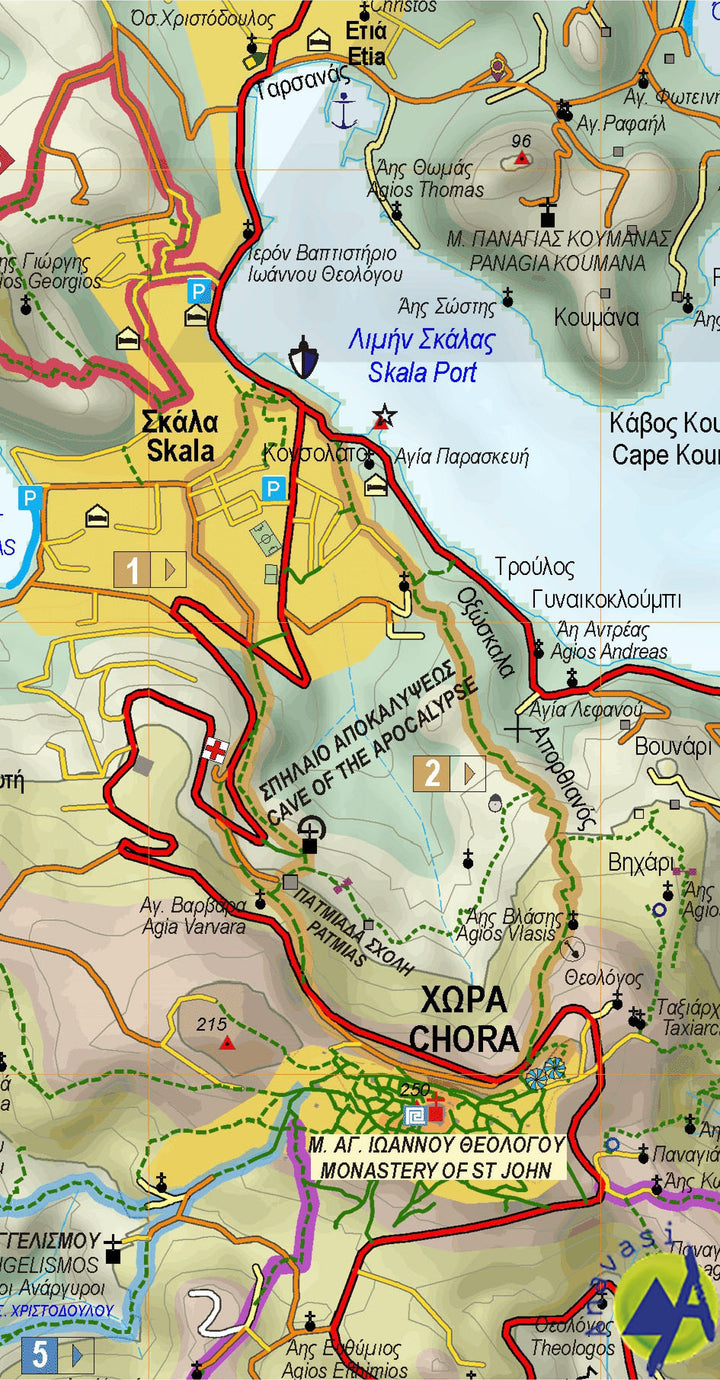 Carte de randonnée - île de Patmos | Anavasi carte pliée Anavasi 