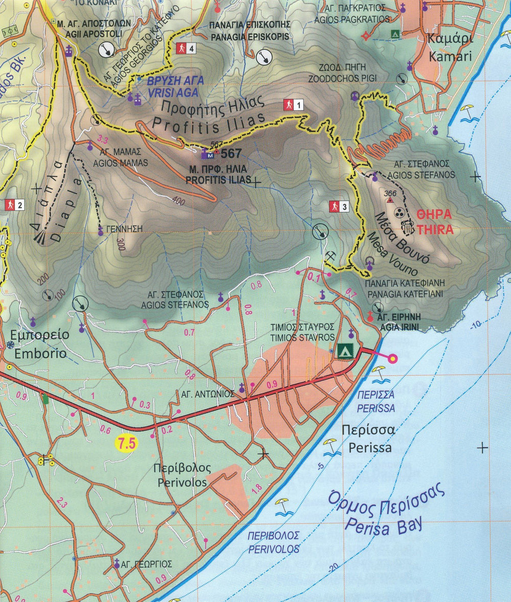 Carte de randonnée - île de Santorin | Anavasi carte pliée Anavasi 