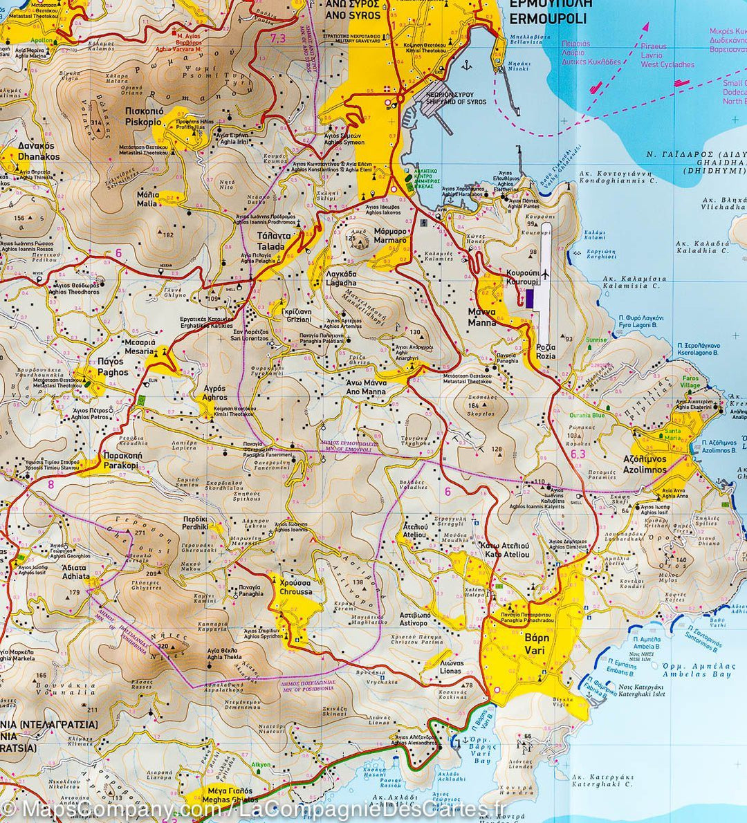 Carte de randonnée - Ile de Syros (Grèce) | Terrain Cartography carte pliée Terrain Cartography 