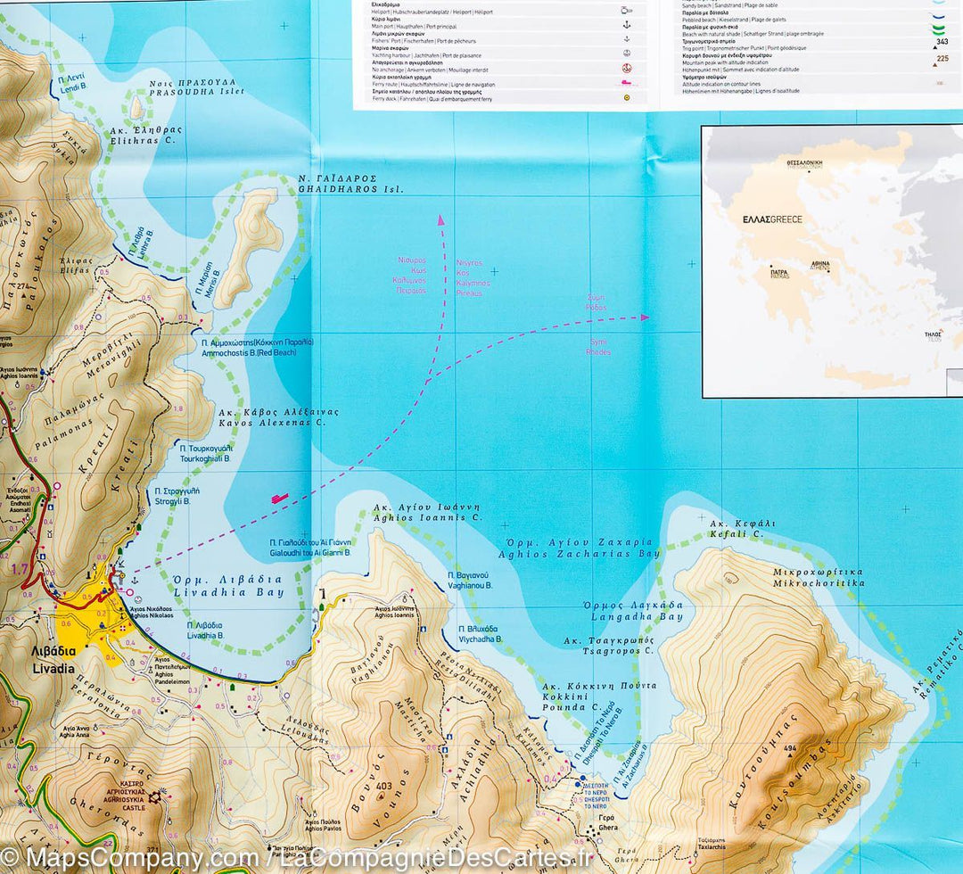 Carte de randonnée - Ile de Tilos (Grèce) | Terrain Cartography carte pliée Terrain Cartography 