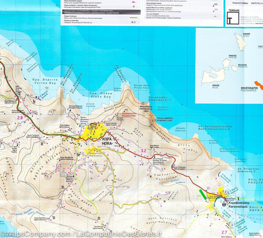 Carte de randonnée - Ile Folegandros (Grèce), n° 316 | Terrain Cartography carte pliée Terrain Cartography 