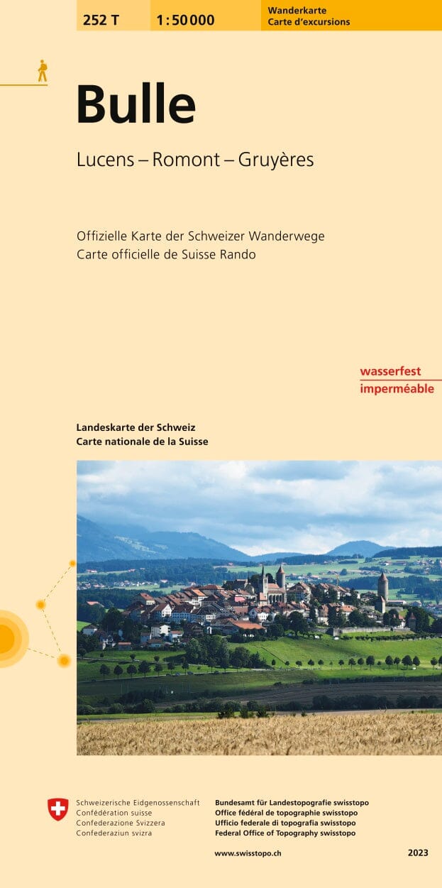 Carte de randonnée imperméable n° 252T - Bulle (Suisse) | Swisstopo - Excursions au 1/50 000 carte pliée Swisstopo 