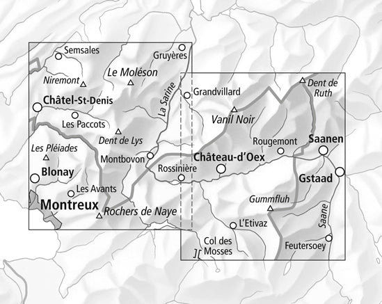 Carte de randonnée imperméable n° 3302T - Château-d'Oex (Suisse) | Swisstopo - 1/33 333 carte pliée Swisstopo 
