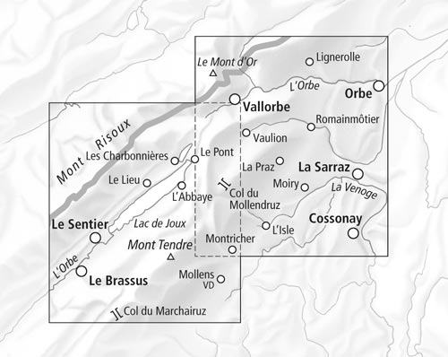 Carte de randonnée imperméable n° 3316T - Lac de Joux (Suisse) | Swisstopo - 1/33 333 carte pliée Swisstopo 