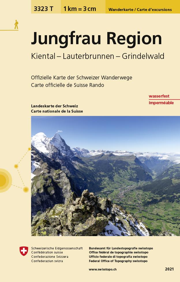 Carte de randonnée imperméable n° 3323T - Jungfrau Region (Suisse) | Swisstopo - 1/33 333 carte pliée Swisstopo 