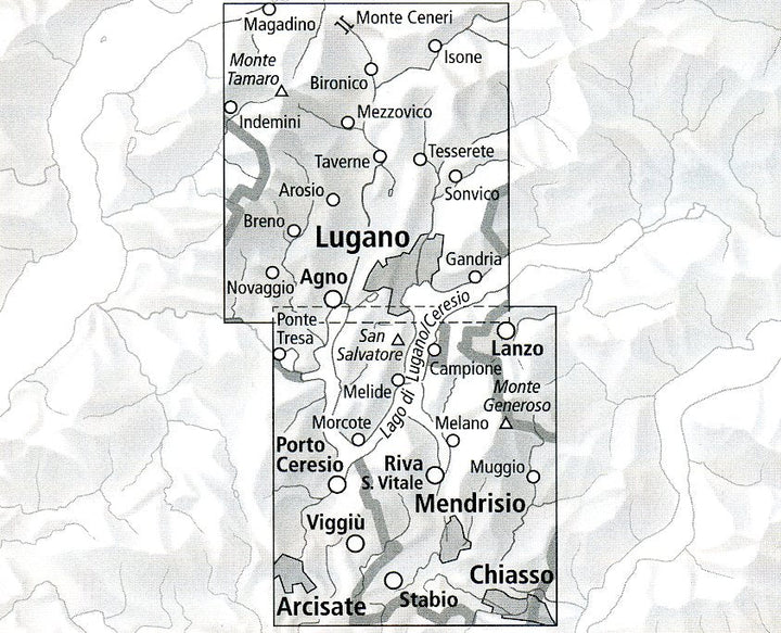 Carte de randonnée imperméable n° 3328T - Lugano - Mendrisiotto (Suisse) | Swisstopo - 1/33 333 carte pliée Swisstopo 