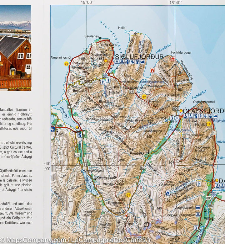 Carte de randonnée - Islande Nord : Akureyri, Myvatn, Husavik, Asbyrgi | Ferdakort carte pliée Ferdakort 