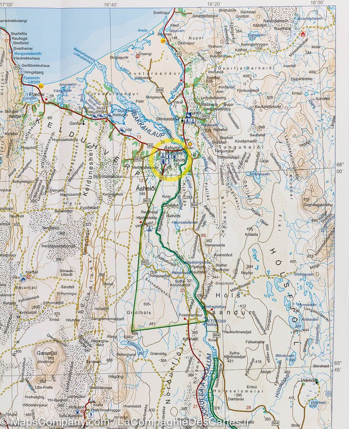 Carte de randonnée - Islande Nord : Akureyri, Myvatn, Husavik, Asbyrgi | Ferdakort carte pliée Ferdakort 