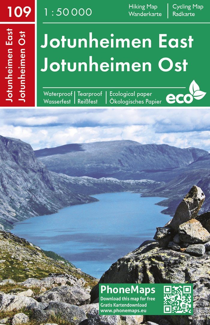 Carte de randonnée - Jotunheimen est (Norvège), n° 109 | PhoneMaps carte pliée PhoneMaps 