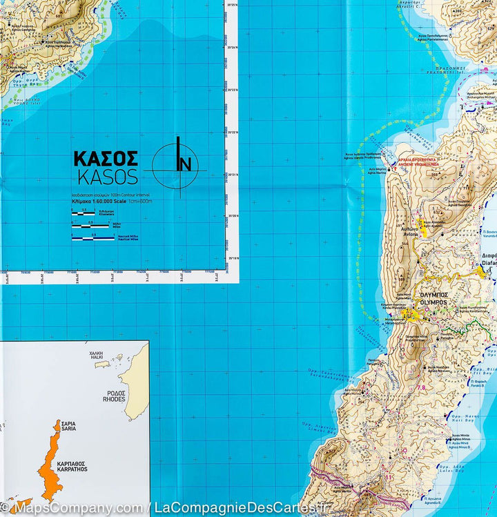 Carte de randonnée - Karpathos & Kasos (Grèce) | Terrain Cartography carte pliée Terrain Cartography 