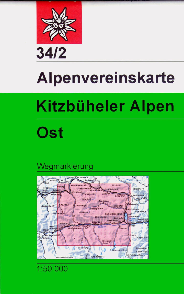 Carte de randonnée - Kitzbüheler Alpen Ost,, n° 34/2 (Alpes autrichiennes) | Alpenverein carte pliée Alpenverein 