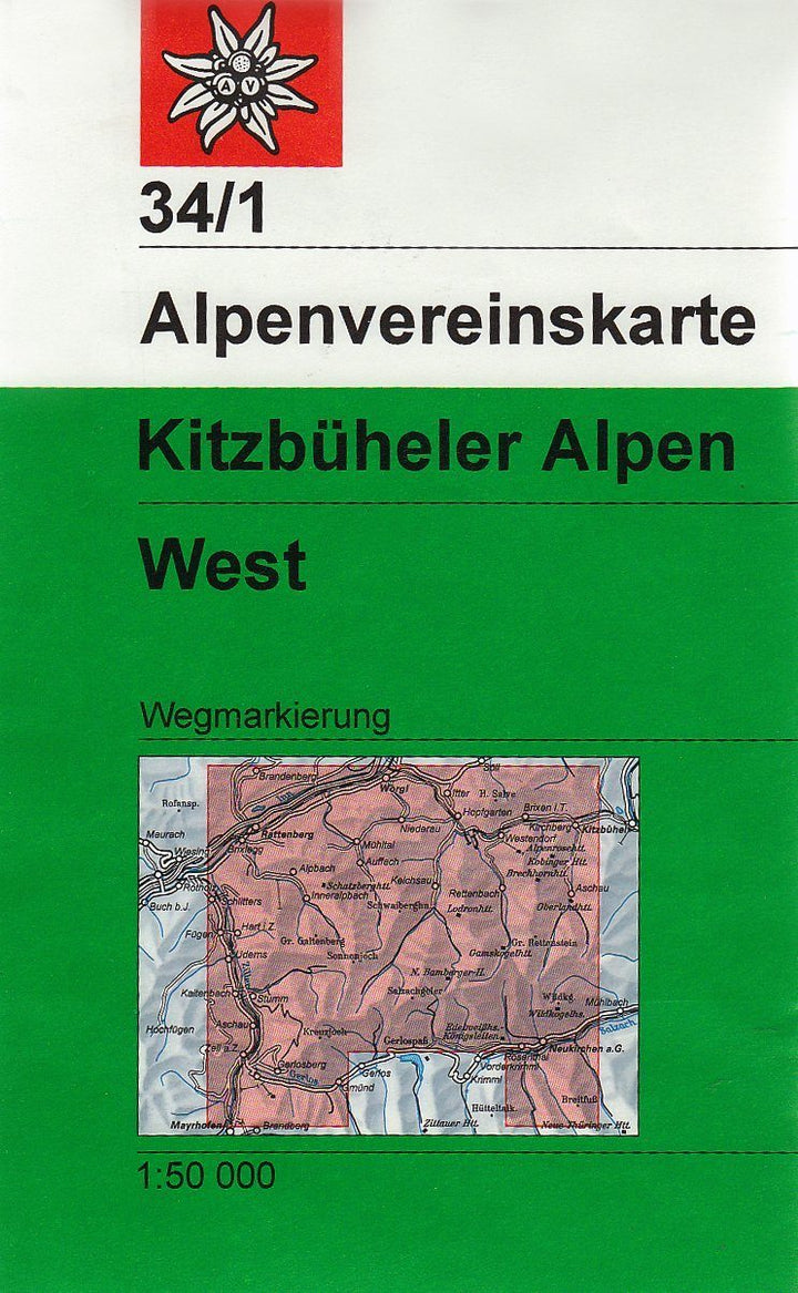 Carte de randonnée - Kitzbüheler Alpen Ouest, n° 34/1 (Alpes autrichiennes) | Alpenverein carte pliée Alpenverein 