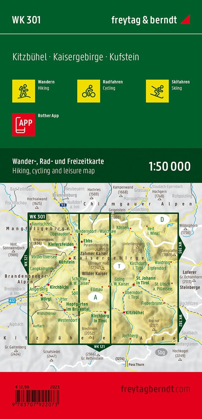 Carte de randonnée - Kufstein - Kaisergebirge - Kitzbühel (Alpes autrichiennes), n° WK301 | Freytag & Berndt carte pliée Freytag & Berndt 