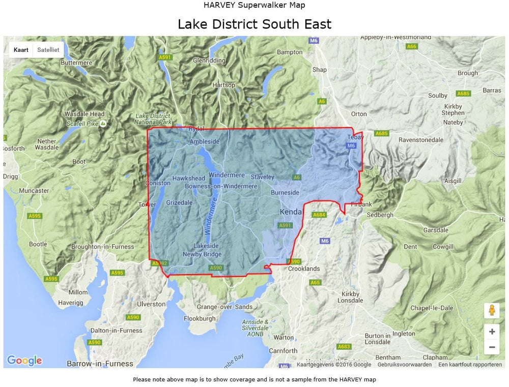 Carte de randonnée - Lake District Sud Est XT25 | Harvey Maps - Superwalker maps carte pliée Harvey Maps 