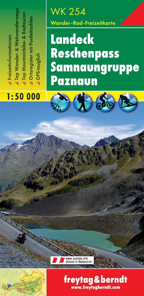 Carte de randonnée - Landeck, Reschenpass, Samnaun Alps, Paznaun (Alpes italiennes), n° WK254 | Freytag & Berndt carte pliée Freytag & Berndt 