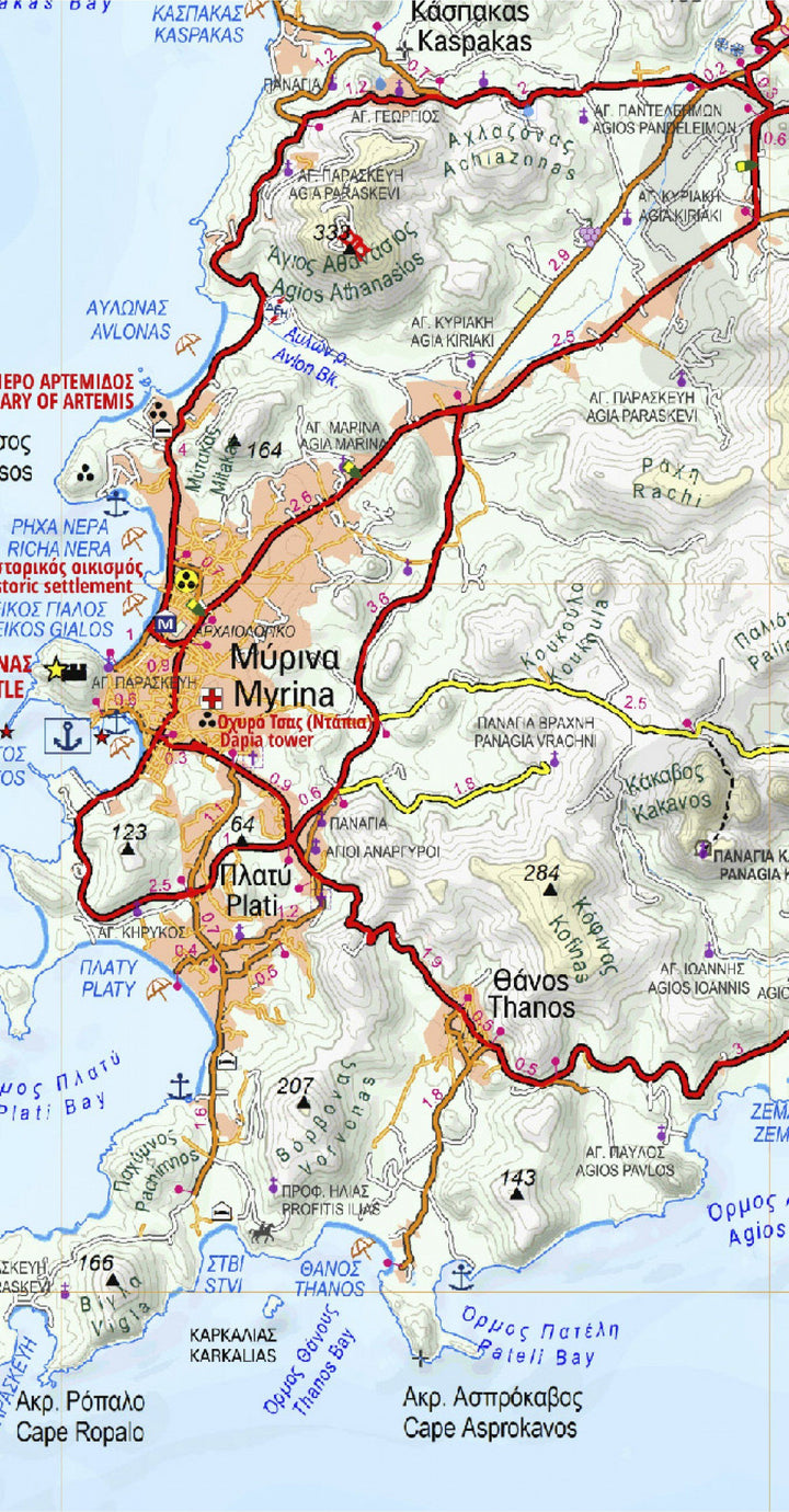 Carte de randonnée - Lemnos | Anavasi carte pliée Anavasi 