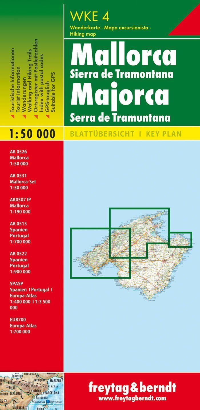 Carte de randonnée - Majorque, Serra de Tramuntana, WKE4 | Freytag & Berndt carte pliée Freytag & Berndt 