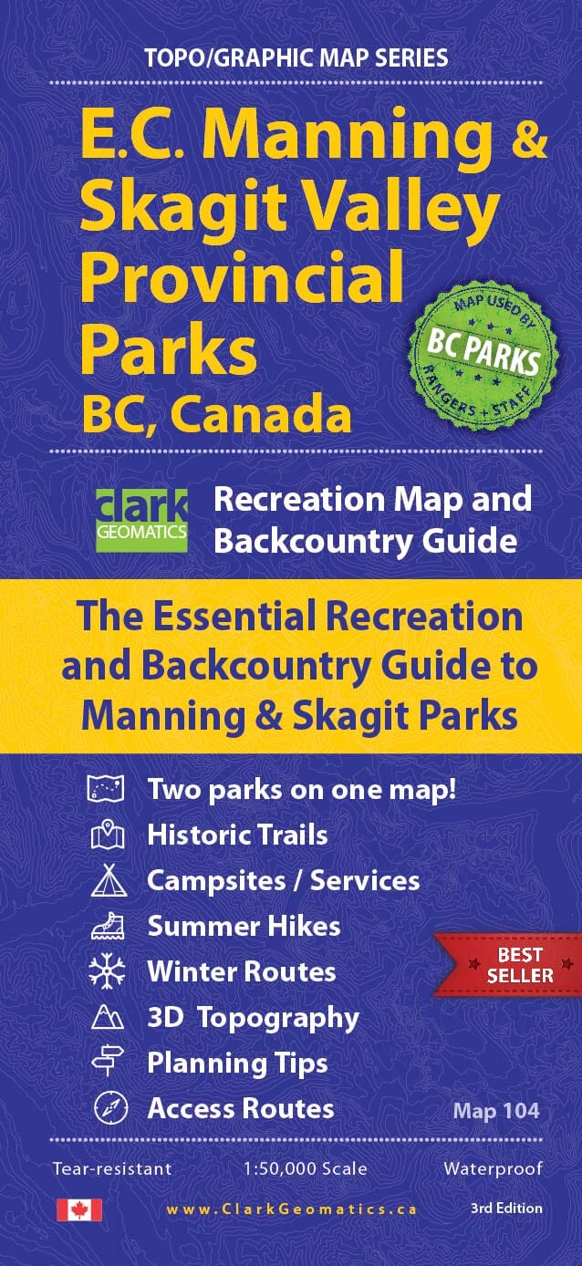 Carte de randonnée - Manning Park & Skagit Valley Park, Bristish Columbia | Clark Geomatics carte pliée Clark Geomatics 