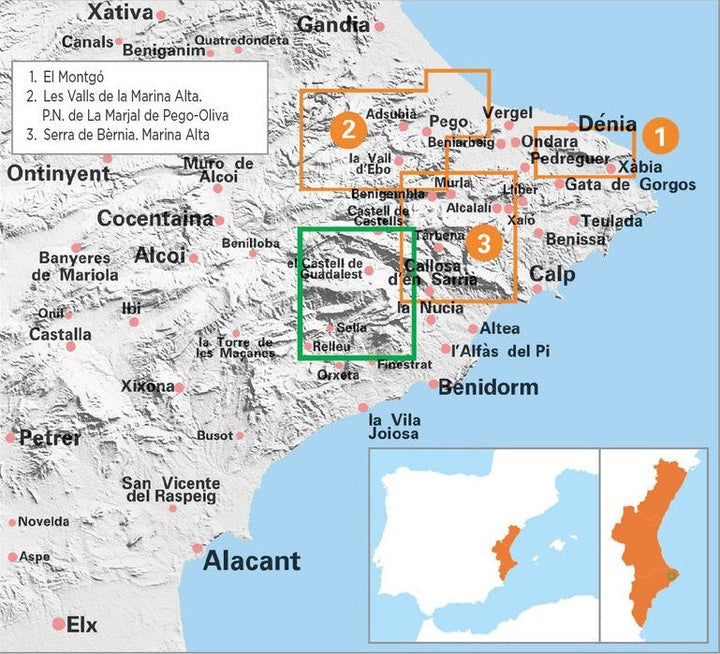 Carte de randonnée - Marina Baixa, Serra d'Aitana (Alicante) | Piolet carte pliée Editorial Piolet 
