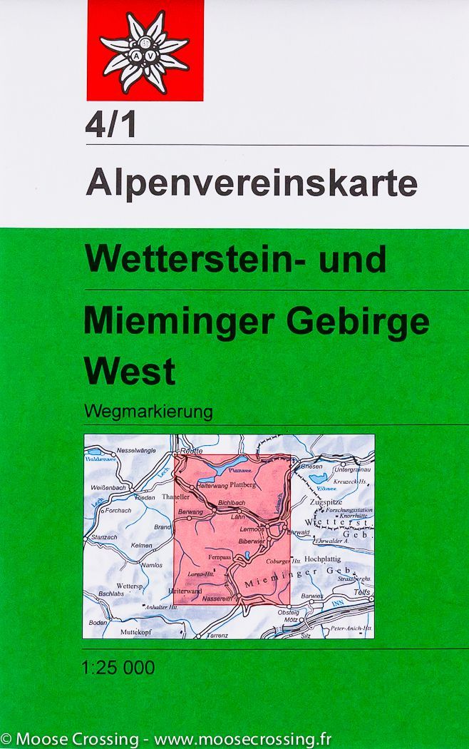 Carte de randonnée - Massif de Wetterstein & Mieminger Ouest n° 4/1 | Alpenverein carte pliée Alpenverein 